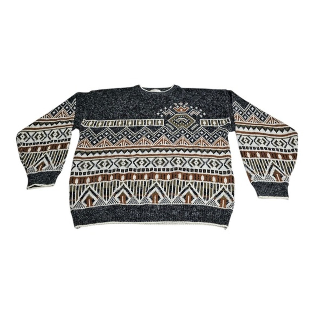 Vintage The Men's Store Sears Sweater‎ Sz XL Geometric Patterned Knit Crewneck